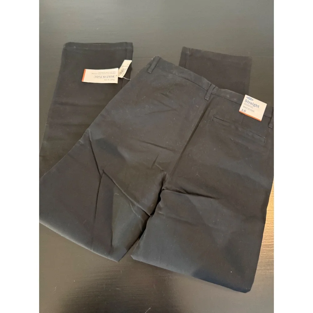 Old Navy Boys Straight Built-In Flex Chino Pants Black Size 16 NWT